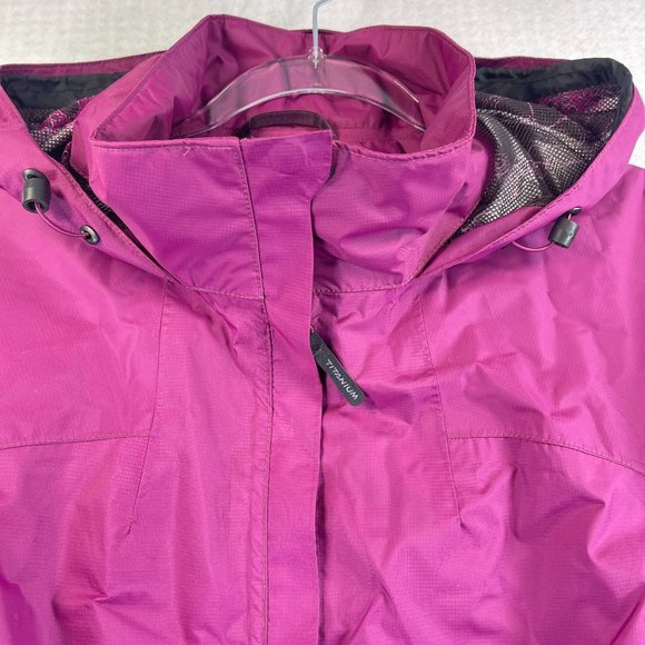 COLUMBIA Womens L Waterproof Jacket Berry Purple Lightweight Full Zip Hooded - Picture 2 of 14